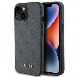 Guess GUHCP15SG4GFGR iPhone 15 6.1" grey hard case 4G Metal Gold Logo