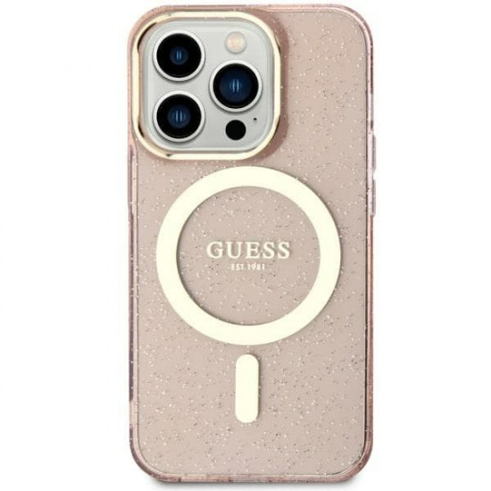 Guess GUHMN61HCMCGP iPhone 11 / Xr 6.1" pink hardcase Glitter Gold MagSafe