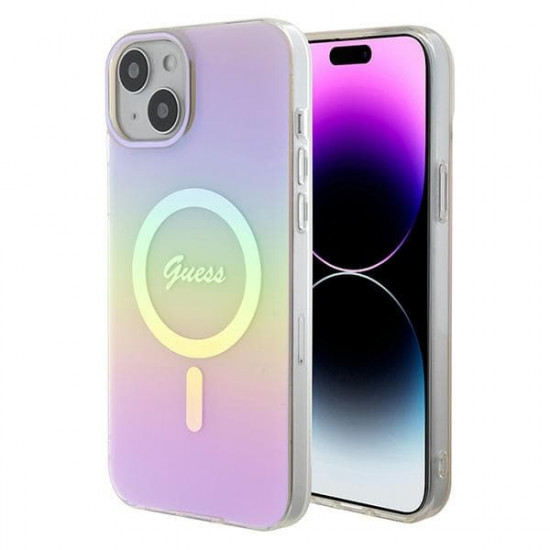 Guess GUHMP15MHITSP iPhone 15 Plus 6.7" pink hardcase IML Iridescent MagSafe