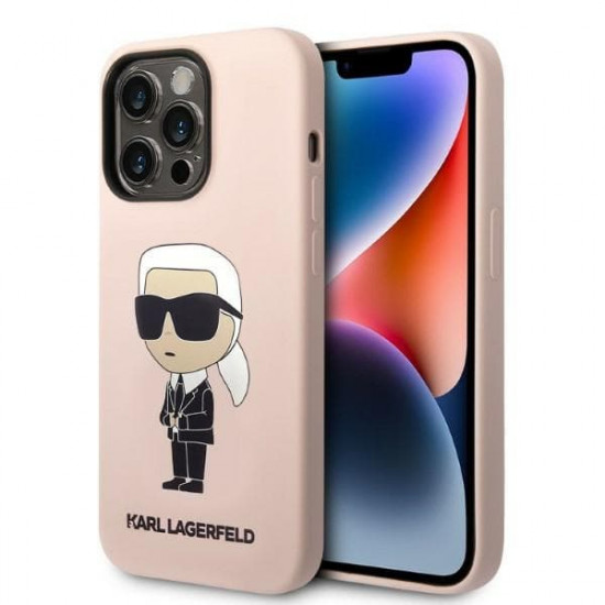 Karl Lagerfeld KLHMP14LSNIKBCP Apple iPhone 14 Pro hardcase pink Silicone NFT Ikonik Magsafe