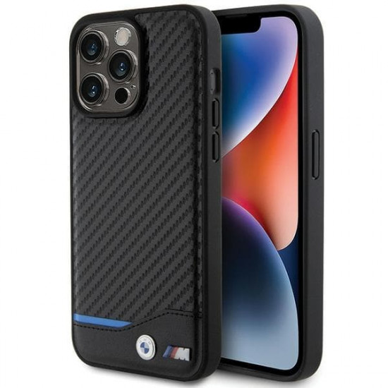 BMW BMHCP15X22NBCK iPhone 15 Pro Max 6.7" black Leather Carbon