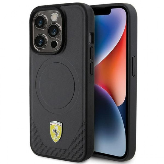 Ferrari FEHMP15LPTEK iPhone 15 Pro 6.1" black hardcase Carbon Metal Logo MagSafe Ferrari FEHMP15LPTEK iPhone 15 Pro 6.1" black hardcase Carbon Metal Logo MagSafe