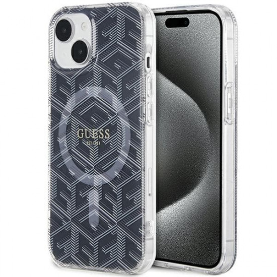 Guess GUHMP15SHGCUSTGK iPhone 15 / 14 / 13 6.1" black hardcase IML GCube MagSafe