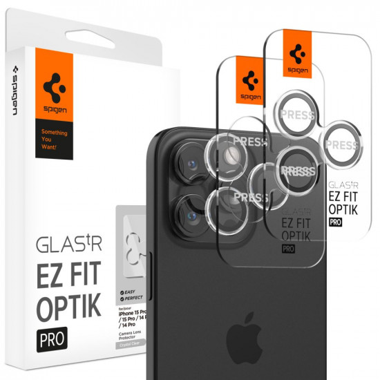 Spigen Optik.tr ez Fit Camera Protector Apple iPhone 14 Pro / 14 Pro Max / 15 Pro / 15 Pro Max Crystal Clear [2 PACK]