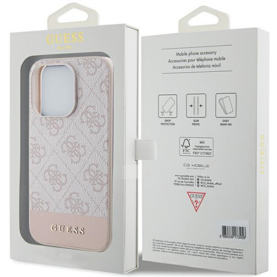 Guess GUHCP15LG4GLPI iPhone 15 Pro 6.1" pink hardcase 4G Stripe Collection