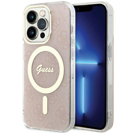 Guess GUHMP15XH4STP iPhone 15 Pro Max 6.7" pink hardcase IML 4G MagSafe