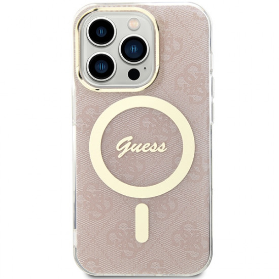 Guess GUHMP15XH4STP iPhone 15 Pro Max 6.7" pink hardcase IML 4G MagSafe