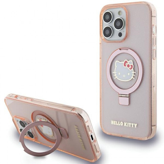 Hello Kitty HKHMP15XHRSGEP iPhone 15 Pro Max 6.7" pink hardcase Ring Stand Glitter Electrop Logo MagSafe Hello Kitty HKHMP15XHRSGEP iPhone 15 Pro Max 6.7" pink hardcase Ring Stand Glitter Electrop Logo MagSafe