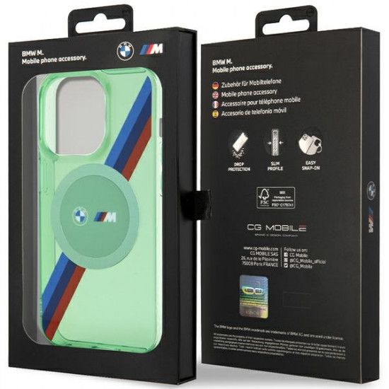 BMW BMHMP15LHDTN iPhone 15 Pro 6.1" green hardcase M Tricolor Stripes MagSafe BMW BMHMP15LHDTN iPhone 15 Pro 6.1" green hardcase M Tricolor Stripes MagSafe