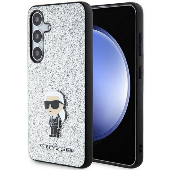 Karl Lagerfeld KLHCS24MGCNPSG S24+ S926 silver hardcase Fixed Glitter Ikonik Logo Metal Pin