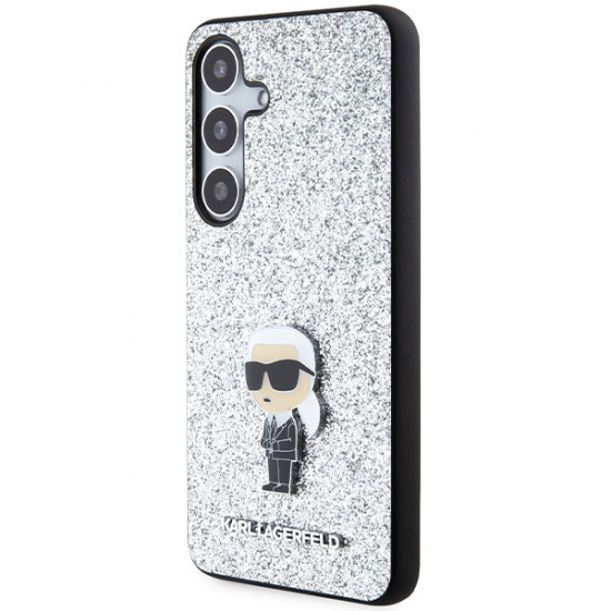 Karl Lagerfeld KLHCS24MGCNPSG S24+ S926 silver hardcase Fixed Glitter Ikonik Logo Metal Pin