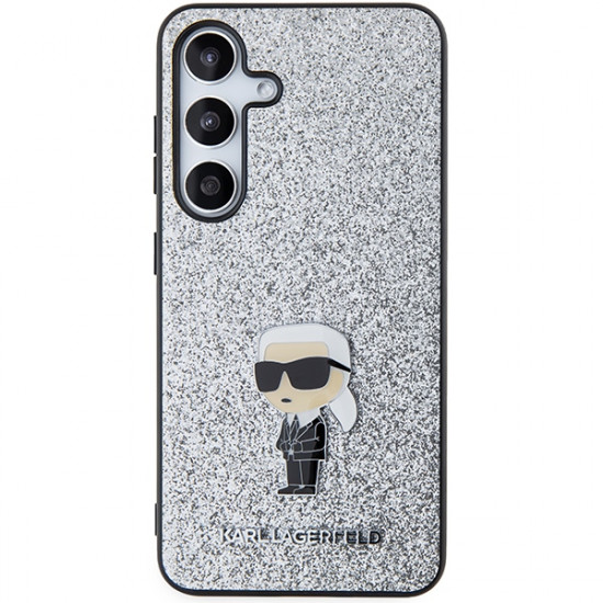 Karl Lagerfeld KLHCS24MGCNPSG S24+ S926 silver hardcase Fixed Glitter Ikonik Logo Metal Pin