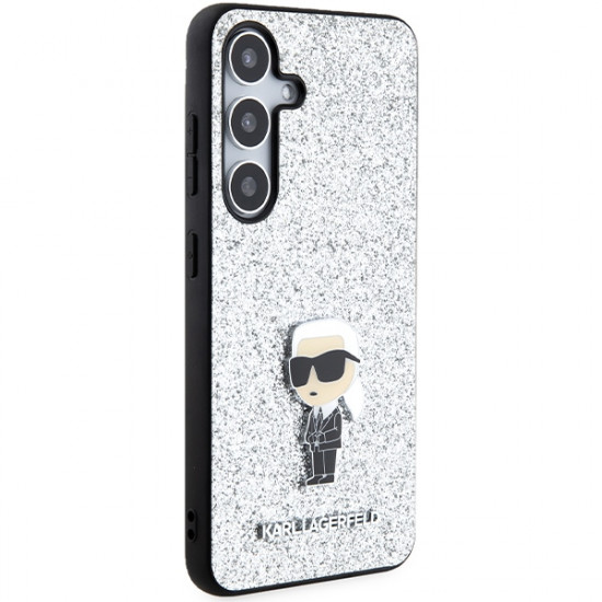 Karl Lagerfeld KLHCS24MGCNPSG S24+ S926 silver hardcase Fixed Glitter Ikonik Logo Metal Pin