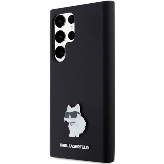 Karl Lagerfeld KLHCS23LSMHCNPK S23 Ultra S918 black hardcase Silicone Choupette Metal Pin