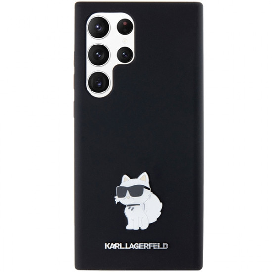 Karl Lagerfeld KLHCS23LSMHCNPK S23 Ultra S918 black hardcase Silicone Choupette Metal Pin