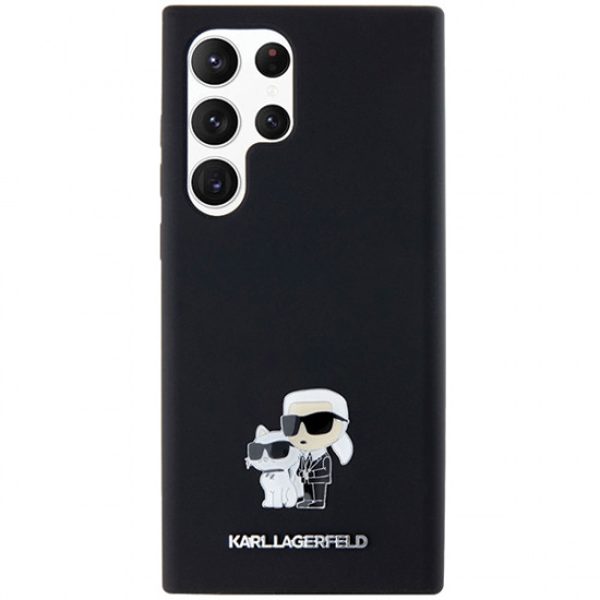 Karl Lagerfeld KLHCS23LSMHKCNPK S23 Ultra S918 hardcase black Silicone Karl&Choupette Metal Pin