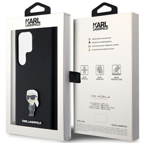 Karl Lagerfeld KLHCS23LSMHKNPK S23 Ultra S918 black Silicone Ikonik Metal Pin