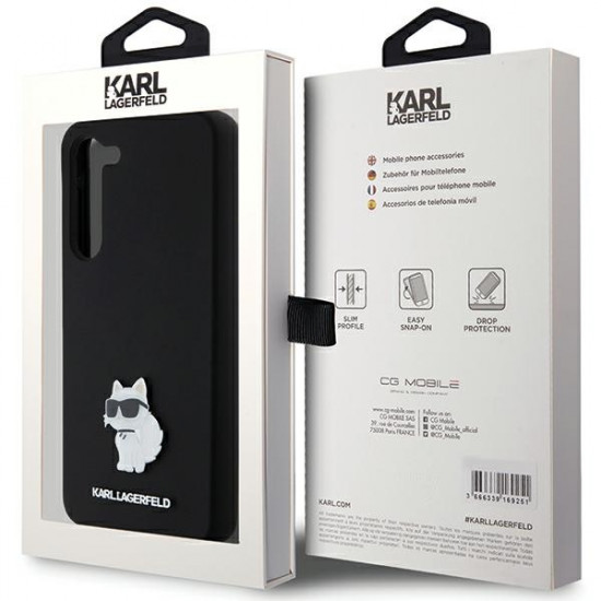 Karl Lagerfeld KLHCS23MSMHCNPK S23+ S916 black hardcase Silicone Choupette Metal Pin