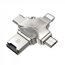 Yesido  Card Reader and Adapter (GS13)  MicroSD to USB, Type C, Lightning, Micro USB  Silver Yesido  Card Reader and Adapter (GS13)  MicroSD to USB, Type C, Lightning, Micro USB  Silver