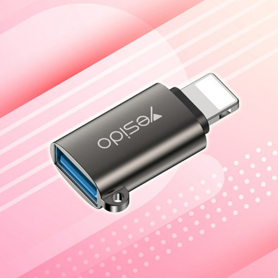 Yesido  OTG Adapter (GS14)  USB 3.0 to Lightning, Plug & Play, 480Mbps  Black