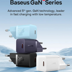 Baseus  Wall Charger (CCGN070603)  GaN, Type C, Fast Charging, 30W  Blue