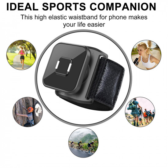 Techsuit  Sports Armband with Phone Magnetic Suction Cup (TSA2)  Velcro Mounting Strap, 3M Glue Sticker, max 6.8"  Black