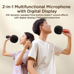 JoyRoom  Portable Microphone (JR MC6)  LED Digital Display, TWS Connection, 7 Option of Sound Effect, 5W  Black JoyRoom  Portable Microphone (JR MC6)  LED Digital Display, TWS Connection, 7 Option of Sound Effect, 5W  Black