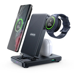 JoyRoom  Wireless Charging Station 4in1 (JR WQS01)  Foldable, for Phone, Earbuds, Watch, Type C Version  Black JoyRoom  Wireless Charging Station 4in1 (JR WQS01)  Foldable, for Phone, Earbuds, Watch, Type C Version  Black