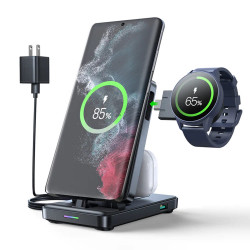 JoyRoom  Wireless Charging Station 4in1 (JR WQS01)  Foldable, for Phone, Earbuds, Watch, Type C Version  Black JoyRoom  Wireless Charging Station 4in1 (JR WQS01)  Foldable, for Phone, Earbuds, Watch, Type C Version  Black