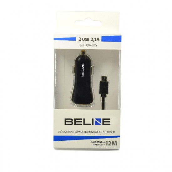 Beline Car Charger 2xUSB + microUSB 2,1A black