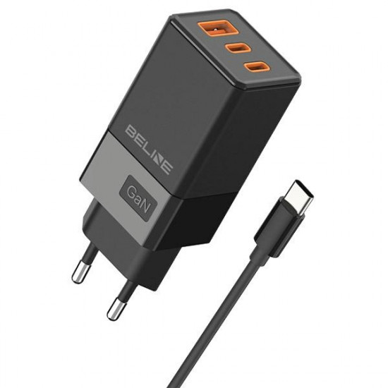 Beline wall charger 2x USB-C + 1x USB 65W + USB-C cable black PD 3.0 + QC 3.0 BLN3CB65C GaN