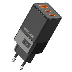 Beline wall charger 2x USB-C + 1x USB 65W black (only head) PD 3.0 + QC 3.0 BLN3CB65 GaN
