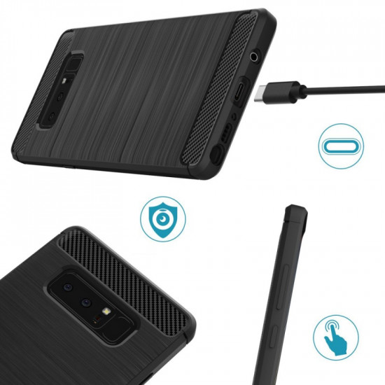 Techsuit Carbon Silicone Samsung Galaxy Note 8 Black