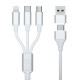 3MK Hyper Cable 3w1 USB-A/USB-C - USB-C/Micro/Lightning 1.5m White Kabel