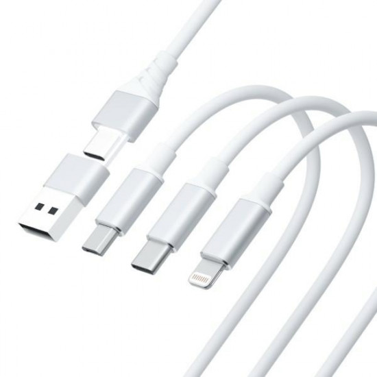 3MK Hyper Cable 3w1 USB-A/USB-C - USB-C/Micro/Lightning 1.5m White Kabel