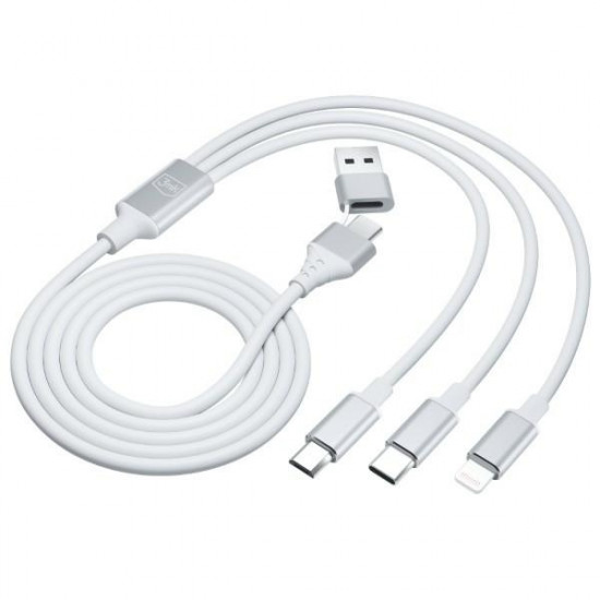 3MK Hyper Cable 3w1 USB-A/USB-C - USB-C/Micro/Lightning 1.5m White Kabel