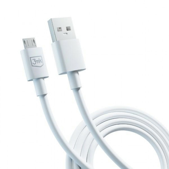 3MK Hyper Cable USB-A - Micro USB 1.2m 5V 2,4A White Kabel