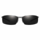 Techsuit Sunglasses Polarized (559) for Men, with UV Protection and Metal Frame, Rectangular Black / Silver