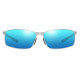 Techsuit Sunglasses Polarized (559) for Men, with UV Protection and Metal Frame, Rectangular Silver / Blue Mirror