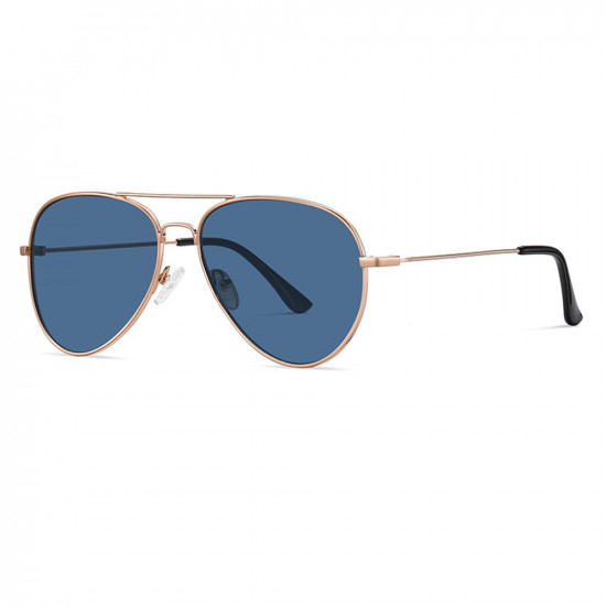 Techsuit Sunglasses Polarized (3025) for Women and Men, with UV Protection and Metal Frame Rose Gold / Harbor Blue