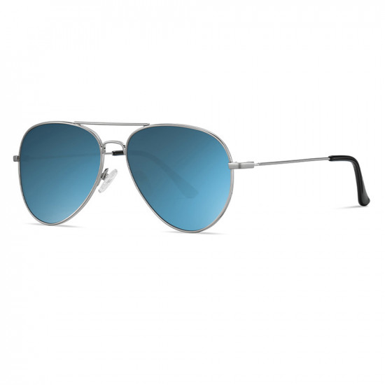 Techsuit Sunglasses Polarized (3025) for Women and Men, with UV Protection and Metal Frame Silver / Ice Blue