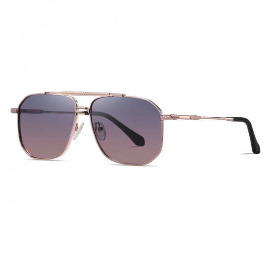 Techsuit Sunglasses Polarized (8538) for Men, with UV Protection, Metal Rose Gold / Gradient Purple