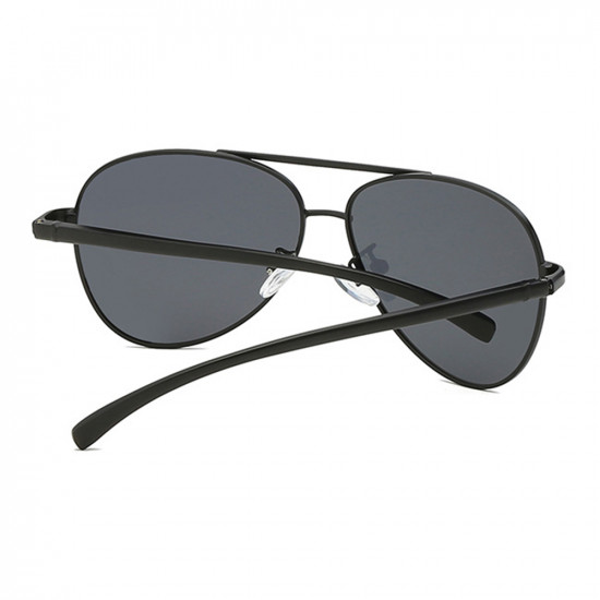 Techsuit Sunglasses Polarized (2150) for Men, with UV Protection, Metal Frame Black / Black Gray