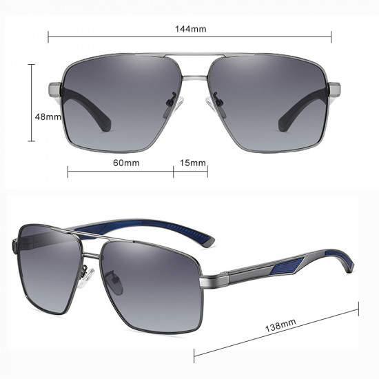 Techsuit Sunglasses Polarized (LM001) for Men, with UV Protection, Aluminum Alloy Frame Gun Color / Black Gray