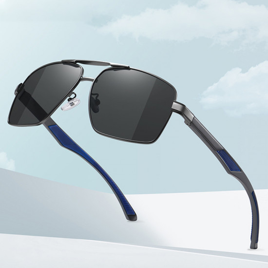 Techsuit Sunglasses Polarized (LM001) for Men, with UV Protection, Aluminum Alloy Frame Gun Color / Photochromic