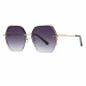 Techsuit Sunglasses (8561) for Women with Metal Frame and Nylon Lens, Hexagonal Rose Gold / Gradient Gray