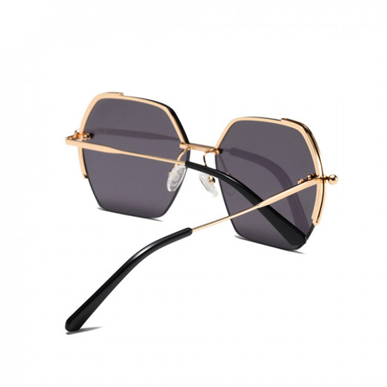 Techsuit Sunglasses (8561) for Women with Metal Frame and Nylon Lens, Hexagonal Rose Gold / Gradient Gray