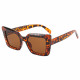 Techsuit Sunglasses (5277) for Women with PC Frame and Lens, Square Shape Leopard / Brown