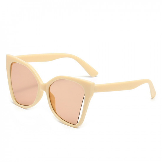 Techsuit Sunglasses (5335) for Women with PC Frame and Lens, Butterfly Shape Beige / Champagne