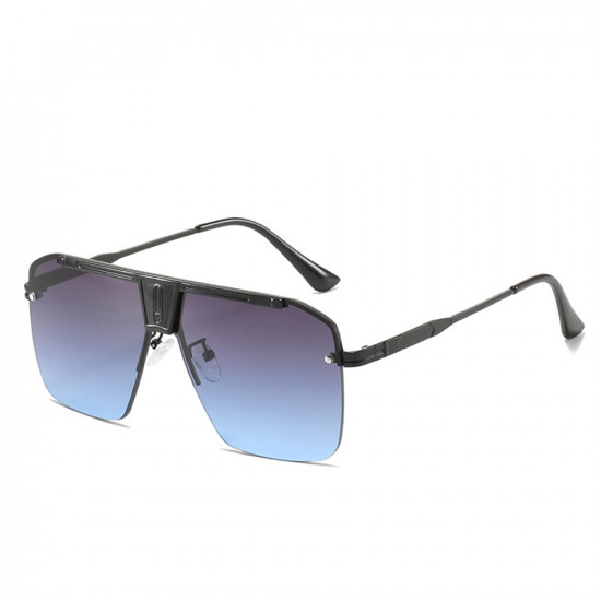 Techsuit Sunglasses (2576) for Men with Aluminum Frame, Oversized Black / Gray / Blue